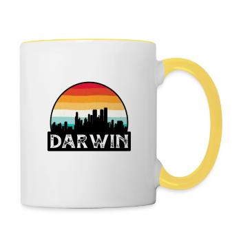 Darwin Australien Flagge Skyline Reisesouvenir - Tasse zweifarbig - Weiß/Gelb - Rechts