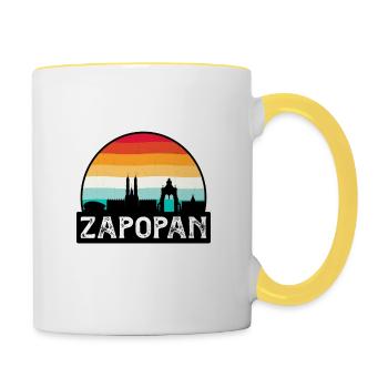 Zapopan Mexique Flag Skyline Souvenir de voyage - Mug contrasté - blanc/jaune - Droite