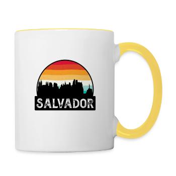 Salvador Brasilien Flagge Skyline Reisesouvenir - Tasse zweifarbig - Weiß/Gelb - Rechts