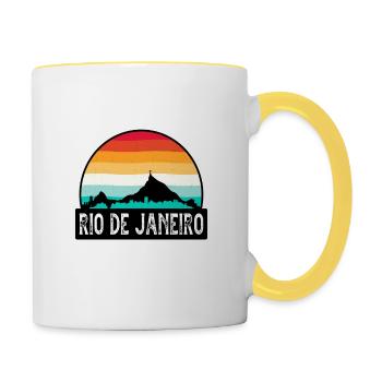 Rio De Janeiro Brasilien-Flagge Skyline Reise-Souvenir - Tasse zweifarbig - Weiß/Gelb - Rechts