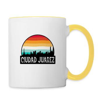 Ciudad Juarez Mexique Flag Skyline Souvenir de voyage - Mug contrasté - blanc/jaune - Droite
