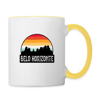 Belo Horizonte Brazil Flag Skyline Travel Souvenir - Contrasting Mug - white/yellow - Right