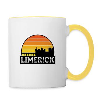 Limerick Irlande Flag Skyline Souvenir de voyage - Mug contrasté - blanc/jaune - Droite