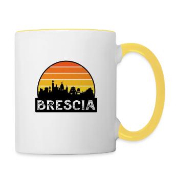 Brescia Italie Flag Skyline Souvenir de voyage - Mug contrasté - blanc/jaune - Droite