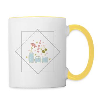 Lustig Wachsen Blume - Tasse zweifarbig - Weiß/Gelb - Rechts