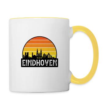 Eindhoven Netherlands Flag Skyline Travel Souvenir - Contrasting Mug - white/yellow - Right