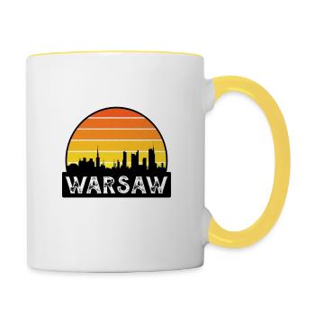 Varsovie Pologne Flag Skyline Souvenir de voyage - Mug contrasté - blanc/jaune - Droite