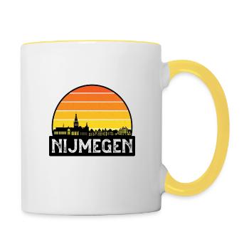 Nijmegen Niederlande Flagge Skyline Reisesouvenir - Tasse zweifarbig - Weiß/Gelb - Rechts