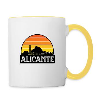 Alicante Espagne Flag Skyline Souvenir de voyage - Mug contrasté - blanc/jaune - Droite