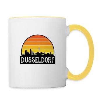 Dusseldorf Germany Flag Skyline Travel Souvenir - Contrasting Mug - white/yellow - Right