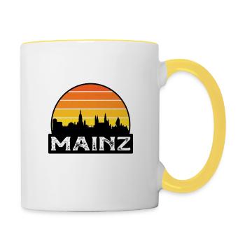 Mainz Deutschland Flagge Skyline Reisesouvenir - Tasse zweifarbig - Weiß/Gelb - Rechts