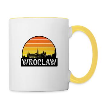Wroclaw Poland Flag Skyline Travel Souvenir - Contrasting Mug - white/yellow - Right