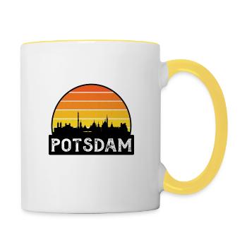 Potsdam Germany Flag Skyline Travel Souvenir - Contrasting Mug - white/yellow - Right