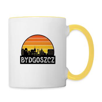 Bydgoszcz Pologne Flag Skyline Souvenir de voyage - Mug contrasté - blanc/jaune - Droite