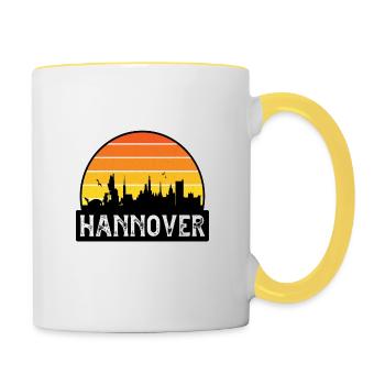 Hannover Deutschland Flagge Skyline Reisesouvenir - Tasse zweifarbig - Weiß/Gelb - Rechts