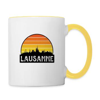 Lausanne Suisse Flag Skyline Souvenir de voyage - Mug contrasté - blanc/jaune - Droite