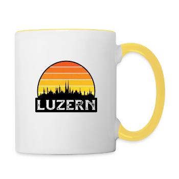 Luzern Schweiz Flagge Skyline Reisesouvenir - Tasse zweifarbig - Weiß/Gelb - Rechts