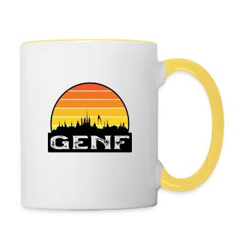 Drapeau de la Suisse Gêne Skyline Souvenir de voyage - Mug contrasté - blanc/jaune - Droite