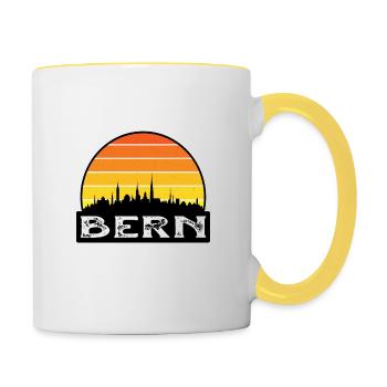 Berne Suisse Flag Skyline Souvenir de voyage - Mug contrasté - blanc/jaune - Droite