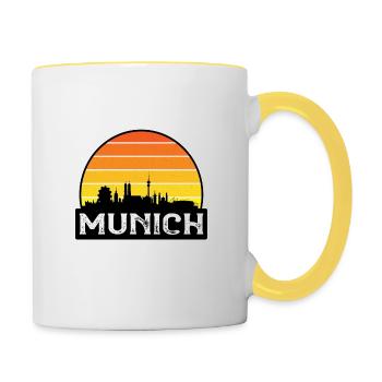 München Deutschland Flagge Skyline Reisesouvenir - Tasse zweifarbig - Weiß/Gelb - Rechts