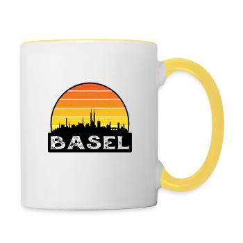 Basel Schweiz Flagge Skyline Reise Souvenir - Tasse zweifarbig - Weiß/Gelb - Rechts