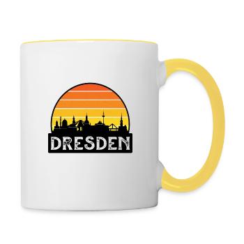 Dresden Germany Flag Skyline Travel Souvenir - Contrasting Mug - white/yellow - Right