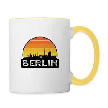 Berlin Deutschland Flagge Skyline Reise Souvenir - Tasse zweifarbig - Weiß/Gelb - Rechts