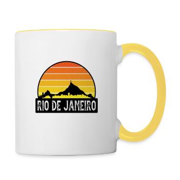 Rio De Janeiro Brasilien-Flagge Skyline Reise-Souvenir - Tasse zweifarbig - Weiß/Gelb - Rechts