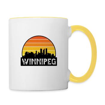 Winnipeg Canada Flag Skyline Travel Souvenir - Contrasting Mug - white/yellow - Right