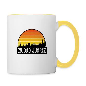 Ciudad Juarez Mexique Flag Skyline Souvenir de voyage - Mug contrasté - blanc/jaune - Droite