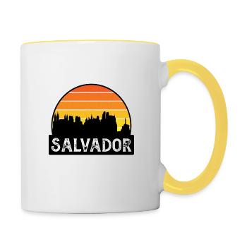 Salvador Brasilien Flagge Skyline Reisesouvenir - Tasse zweifarbig - Weiß/Gelb - Rechts