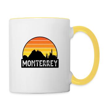 Monterrey Mexiko Flagge Skyline Reisesouvenir - Tasse zweifarbig - Weiß/Gelb - Rechts