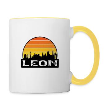 Leon Mexiko Flagge Skyline Reise-Souvenir - Tasse zweifarbig - Weiß/Gelb - Rechts