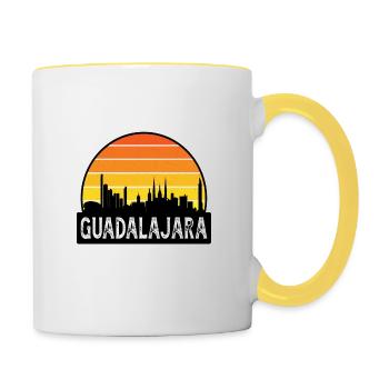Guadalajara Mexico Flag Skyline Travel Souvenir - Contrasting Mug - white/yellow - Right