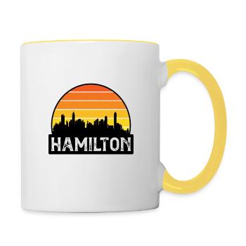 Hamilton Canada Flag Skyline Travel Souvenir - Contrasting Mug - white/yellow - Right