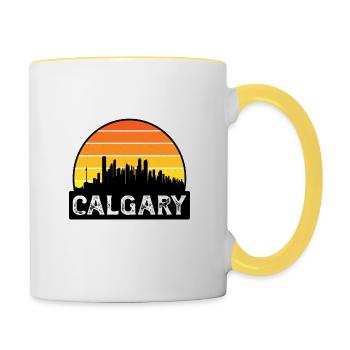 Calgary Canada Flag Skyline Travel Souvenir - Contrasting Mug - white/yellow - Right
