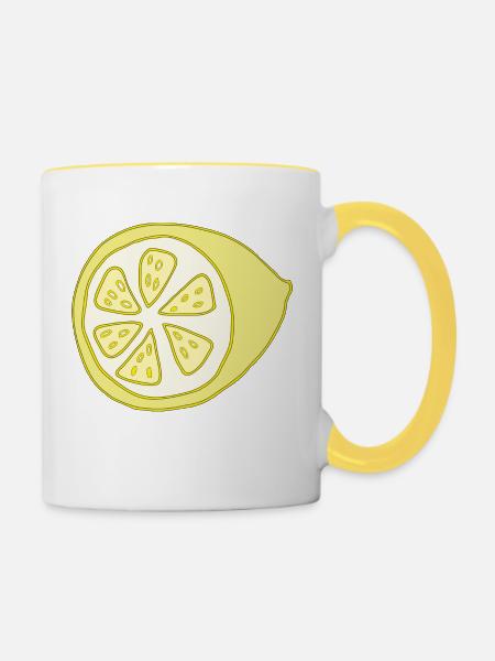 zitrone halbiert - Tasse zweifarbig - Weiß/Gelb