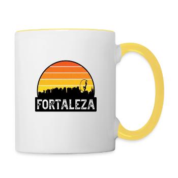 Fortaleza Brasilien-Flagge Skyline Reise-Souvenir - Tasse zweifarbig - Weiß/Gelb - Rechts