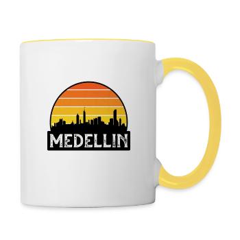 Medellin Kolumbien Flagge Skyline Reisesouvenir - Tasse zweifarbig - Weiß/Gelb - Rechts