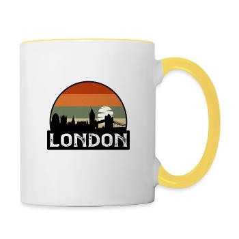 Londres Angleterre Flag Skyline Souvenir de voyage - Mug contrasté - blanc/jaune - Droite