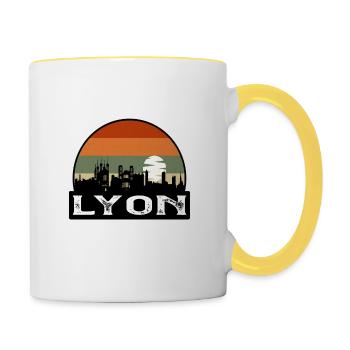 Lyon France Flag Skyline Travel Souvenir - Contrasting Mug - white/yellow - Right