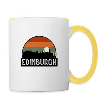 Edinburgh Scotland Flag Skyline Travel Souvenir - Contrasting Mug - white/yellow - Right