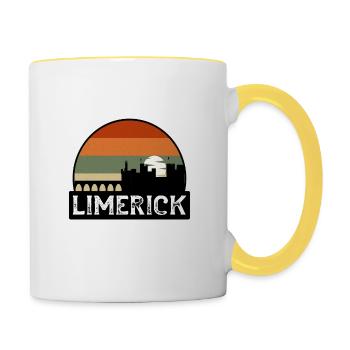 Limerick Ireland Flag Skyline Travel Souvenir - Contrasting Mug - white/yellow - Right