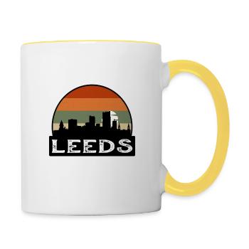 Leeds England Flag Skyline Travel Souvenir - Contrasting Mug - white/yellow - Right