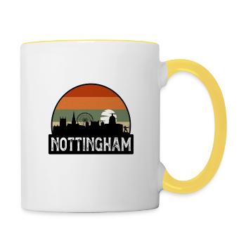 Nottingham England Flag Skyline Travel Souvenir - Contrasting Mug - white/yellow - Right