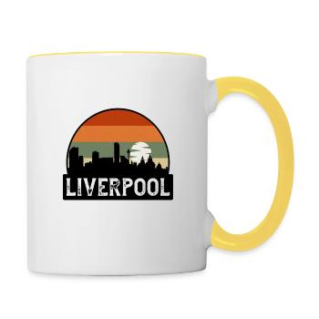 Liverpool England Flag Skyline Travel Souvenir - Contrasting Mug - white/yellow - Right