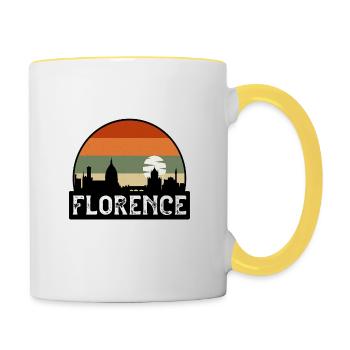 Florence Italy Flag Skyline Travel Souvenir - Contrasting Mug - white/yellow - Right