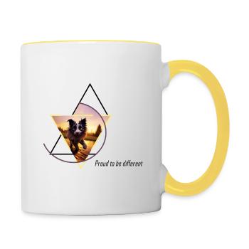 Hybride mi-chien mi-chat - Mug contrasté - blanc/jaune - Droite