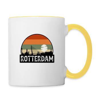 Rotterdam Netherlands Flag Skyline Travel Souvenir - Contrasting Mug - white/yellow - Right