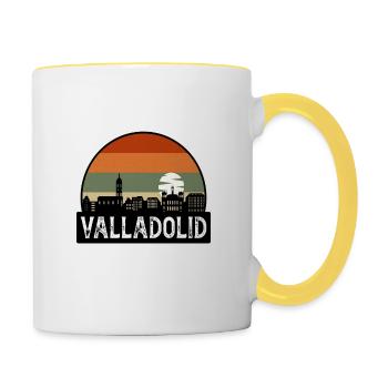 Valladolid Spain Flag Skyline Travel Souvenir - Contrasting Mug - white/yellow - Right